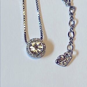 Authentic Swarovski Silver Halo Crystal Necklace on Box Chain